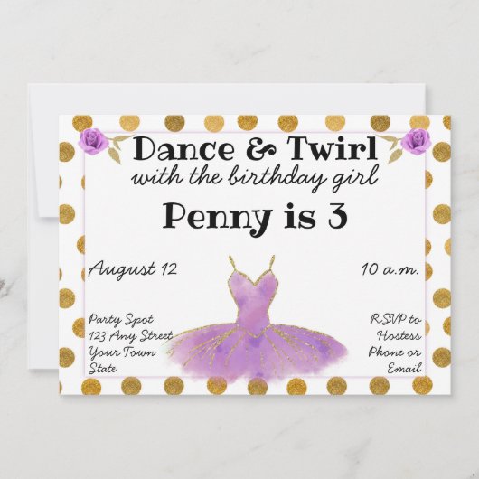 Ballet Birthday Uitnodiging (Voorkant)