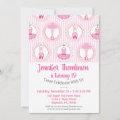Ballet Birthday Uitnodiging Roze Ballerina Dancer (Voorkant)