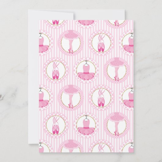 Ballet Birthday Uitnodiging Roze Ballerina Dancer (Achterkant)
