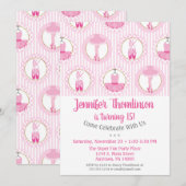 Ballet Birthday Uitnodiging Roze Ballerina Dancer (Voorkant / Achterkant)