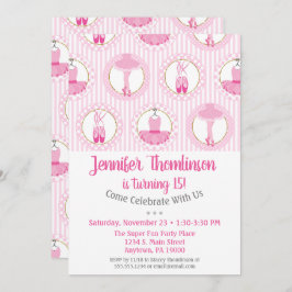 Ballet Birthday Uitnodiging Roze Ballerina Dancer