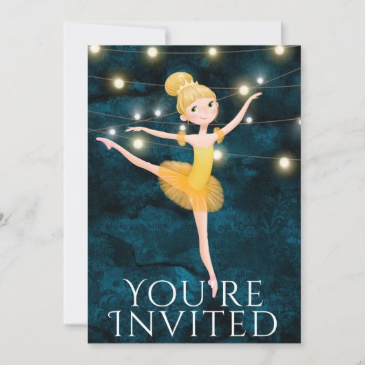 Ballet Blue en Geel blond Ballerina Birthday Kaart (Voorkant)