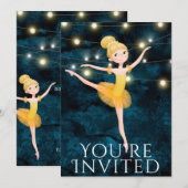 Ballet Blue en Geel blond Ballerina Birthday Kaart (Voorkant / Achterkant)