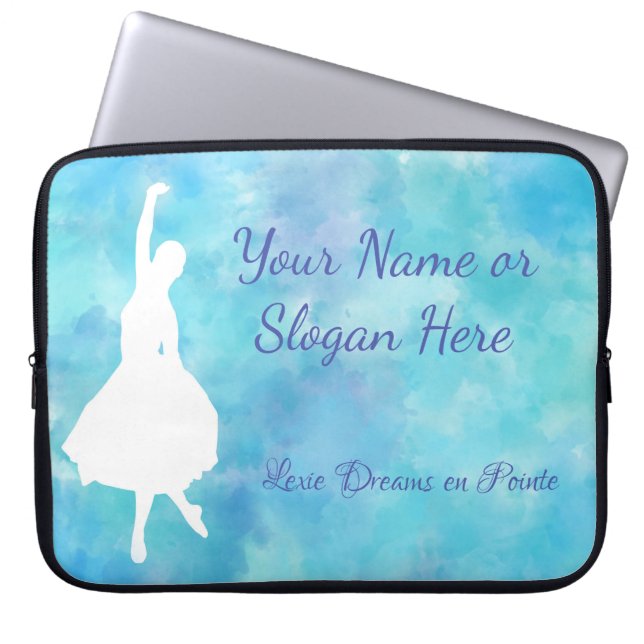 Ballet Blue Waterverf Laptop Mouw  Laptop Sleeve (Voorkant)