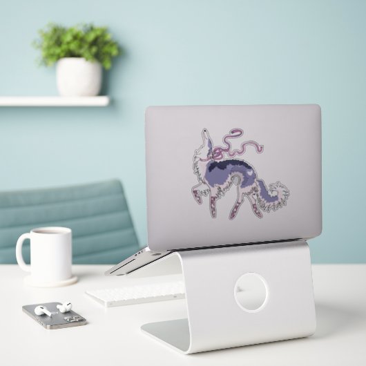 Ballet Borzoi Die Cut Vinyl Sticker (Laptop op bureau)