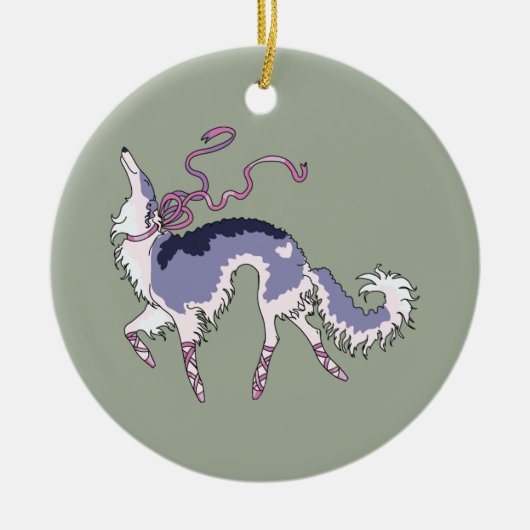 Ballet Borzoi Keramisch Ornament (Voorkant)