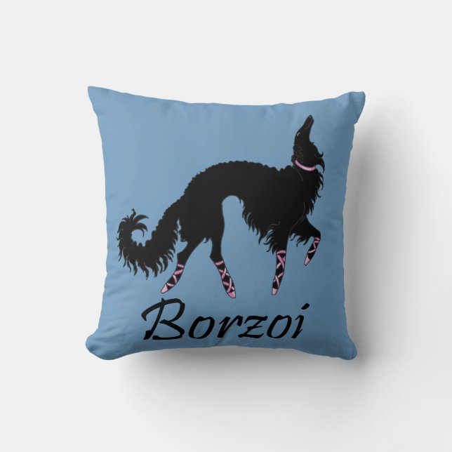 Ballet Borzoi Schoonheid in het zwart Kussen (Voorkant)