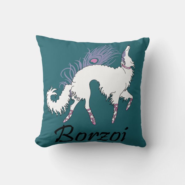 Ballet Borzoi Turquoise Kussen (Voorkant)