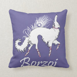 Ballet Borzoi White-Lavender Kussen