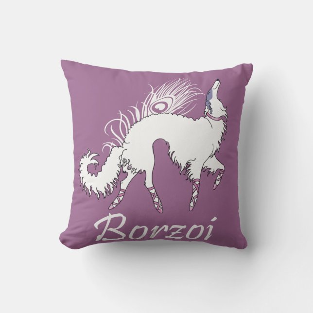 Ballet Borzoi Wit-Roze Kussen (Voorkant)