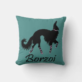 Ballet Borzoi Zwart-Teal Kussen