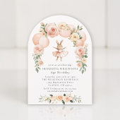Ballet Bunny Peach Floral Arch Birthday Kaart