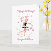 Ballet & Bunting Verjaardag Kaart (bruin/zwart) (Gele Bloem)
