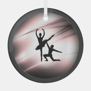 Ballet Couple Dance Pink Accent Glas Ornament
