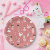 Ballet, dames en meisjes, Cute Ballet Swan Pattern Papieren Bordje (Feest)