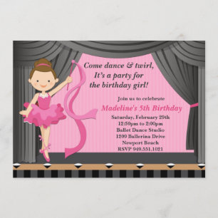 Ballet Dance Birthday Party Invitation Kaart