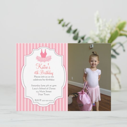 Ballet Dance Birthday Uitnodiging (Staand voorkant)