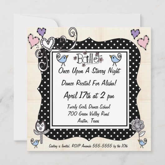 Ballet Dance Overweging Uitnodiging (Achterkant)
