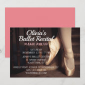 Ballet Dance Overweging Uitnodiging Ballerina Pink (Voorkant / Achterkant)