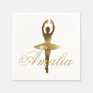 Ballet Dance Party Gold Ballerina Voeg naam of tek Servet
