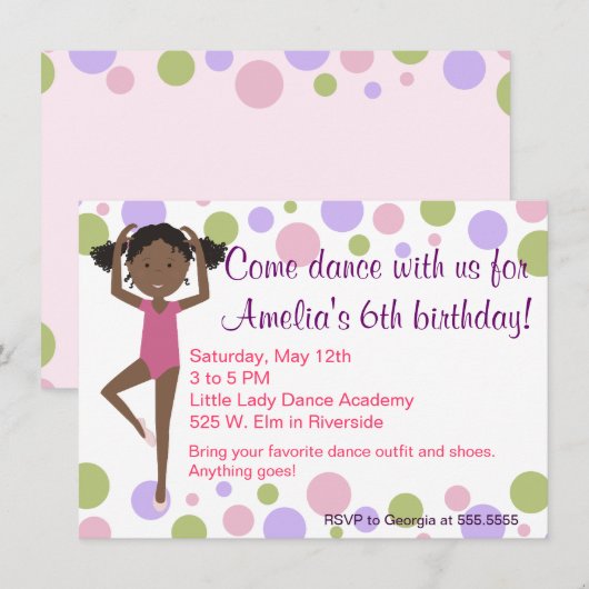 Ballet Dance Party Invitation Kaart (Voorkant / Achterkant)