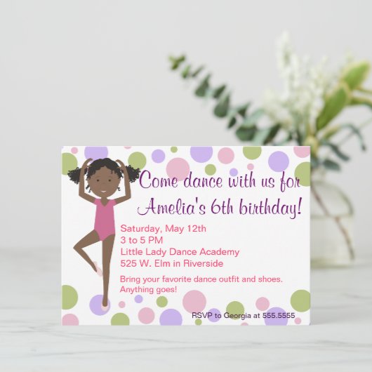 Ballet Dance Party Invitation Kaart (Staand voorkant)