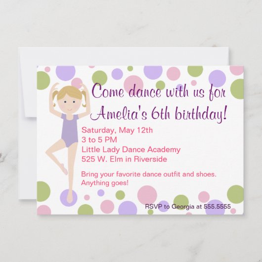 Ballet Dance Party Invitation Kaart (Voorkant)