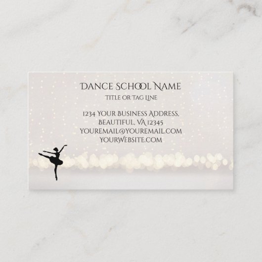 Ballet Dance School Professional Dancer Custom Visitekaartje (Achterkant)