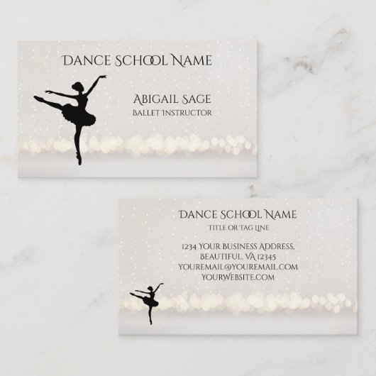 Ballet Dance School Professional Dancer Custom Visitekaartje (Voorkant / Achterkant)