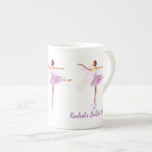 Ballet Dancer Arabesque - Jouw naam of tekst toevo Porselein Kop (Voorkant rechts)