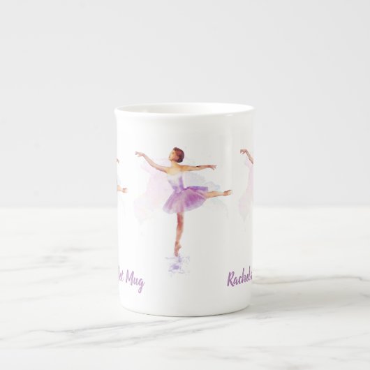 Ballet Dancer Arabesque - Jouw naam of tekst toevo Porselein Kop (Voorkant)