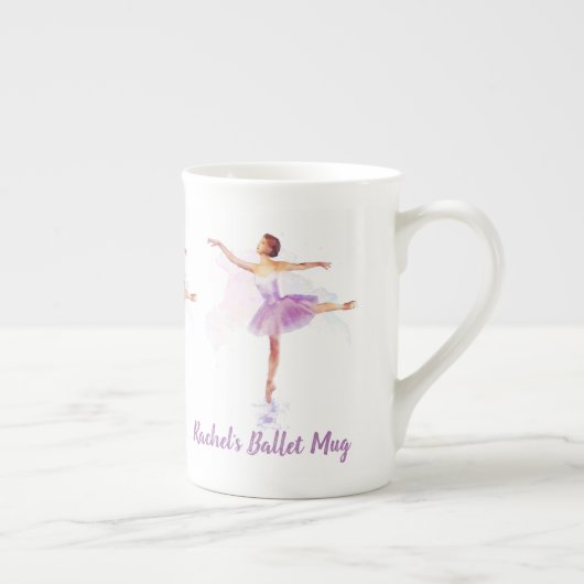 Ballet Dancer Arabesque - Jouw naam of tekst toevo Porselein Kop (Rechts)