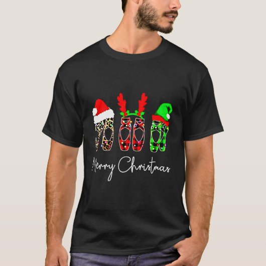 Ballet Dancer Ballerina Merry Kerstmis Point T-shirt (Voorkant)