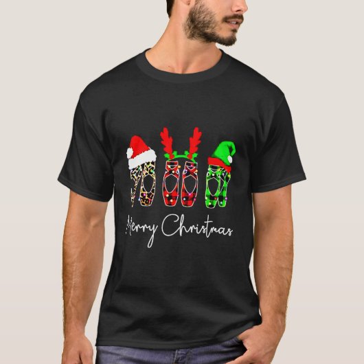 Ballet Dancer Ballerina Merry Kerstmis Point T-shirt (Voorkant)