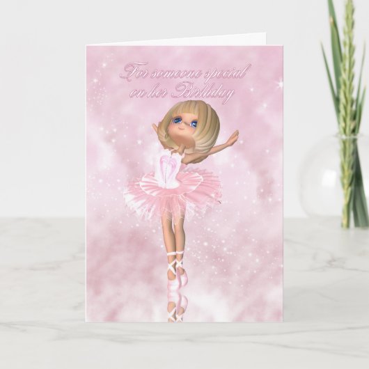 Ballet Dancer Birthday Card - Ballerina Birthday Kaart (Voorkant)