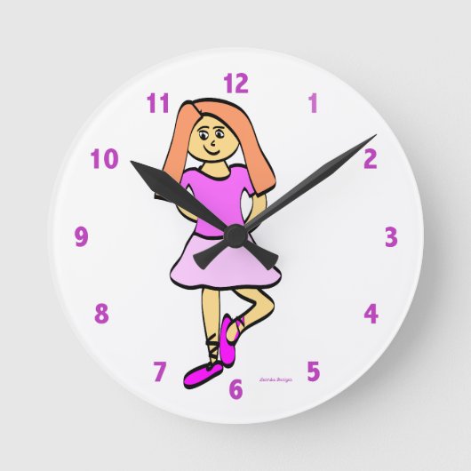 Ballet Dancer Clock Ronde Klok (Voorkant)