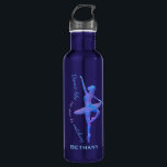 Ballet Dancer Dance Quote, gepersonaliseerd Waterfles<br><div class="desc">Ballerina silhouette in blauwe en paarse tones met 'Dance as no one is watch' citaat.</div>