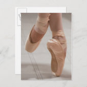 Ballet Dancer en Pointe, Feed, Roze Satin Shoes Briefkaart (Voorkant / Achterkant)