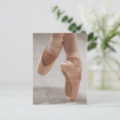Ballet Dancer en Pointe, Feed, Roze Satin Shoes Briefkaart (Staand voorkant)
