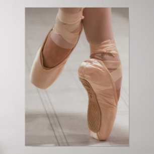 Ballet Dancer en Pointe, Feet, Roze Satin Shoes Poster