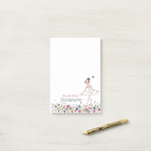 Ballet Dancer Floral Personal Post-it Notes (Op bureau)