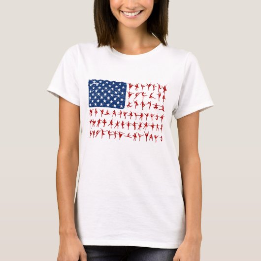 Ballet Dancer Gift American Flag Juli 4e T Shirt (Voorkant)