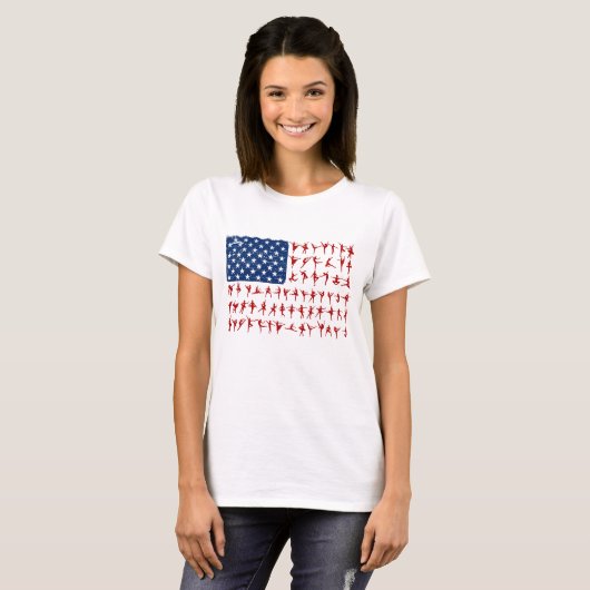 Ballet Dancer Gift American Flag Juli 4e T Shirt (Voorkant volledig)