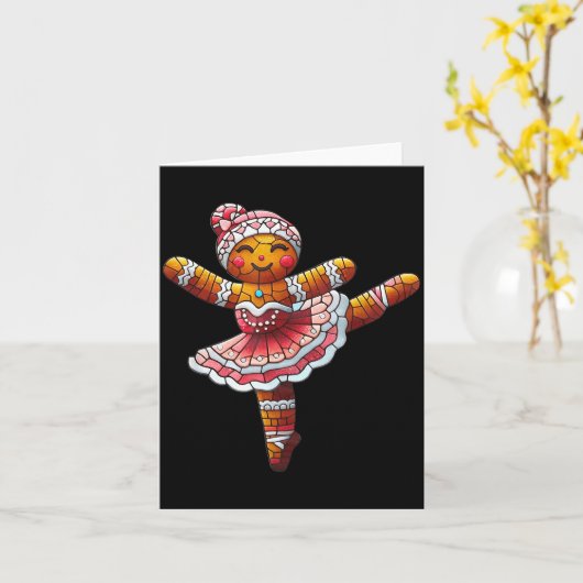 Ballet Dancer Gingerbread Christmas Dance Teacher  Kaart (Gele Bloem)