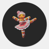 Ballet Dancer Gingerbread Christmas Dance Teacher  Ronde Sticker (Voorkant)