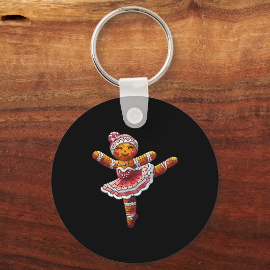 Ballet Dancer Gingerbread Christmas Dance Teacher Sleutelhanger (Voorkant)