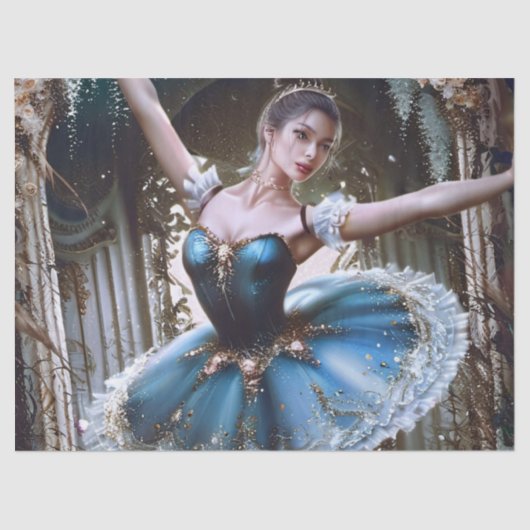 Ballet Dancer in een Blauwe Tutu Verjaardag Gift W Tissuepapier (Voorkant)