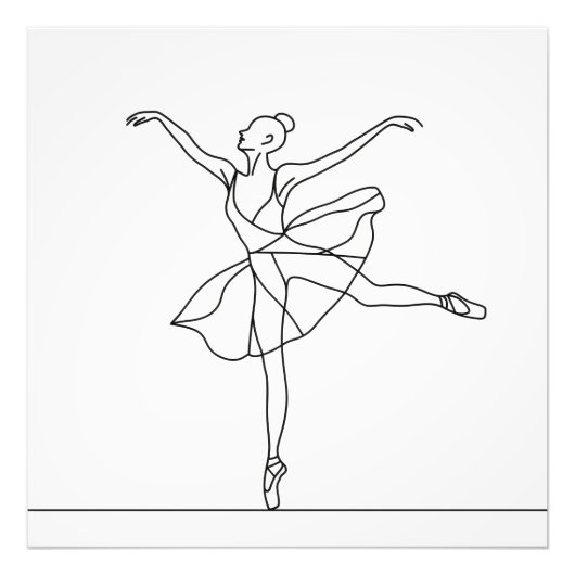 Ballet Dancer Line Art Foto Afdruk (Voorkant)