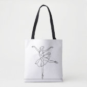 Ballet Dancer Line Art Tote Bag (Voorkant)