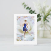 Ballet Dancer over White Rose Briefkaart (Staand voorkant)